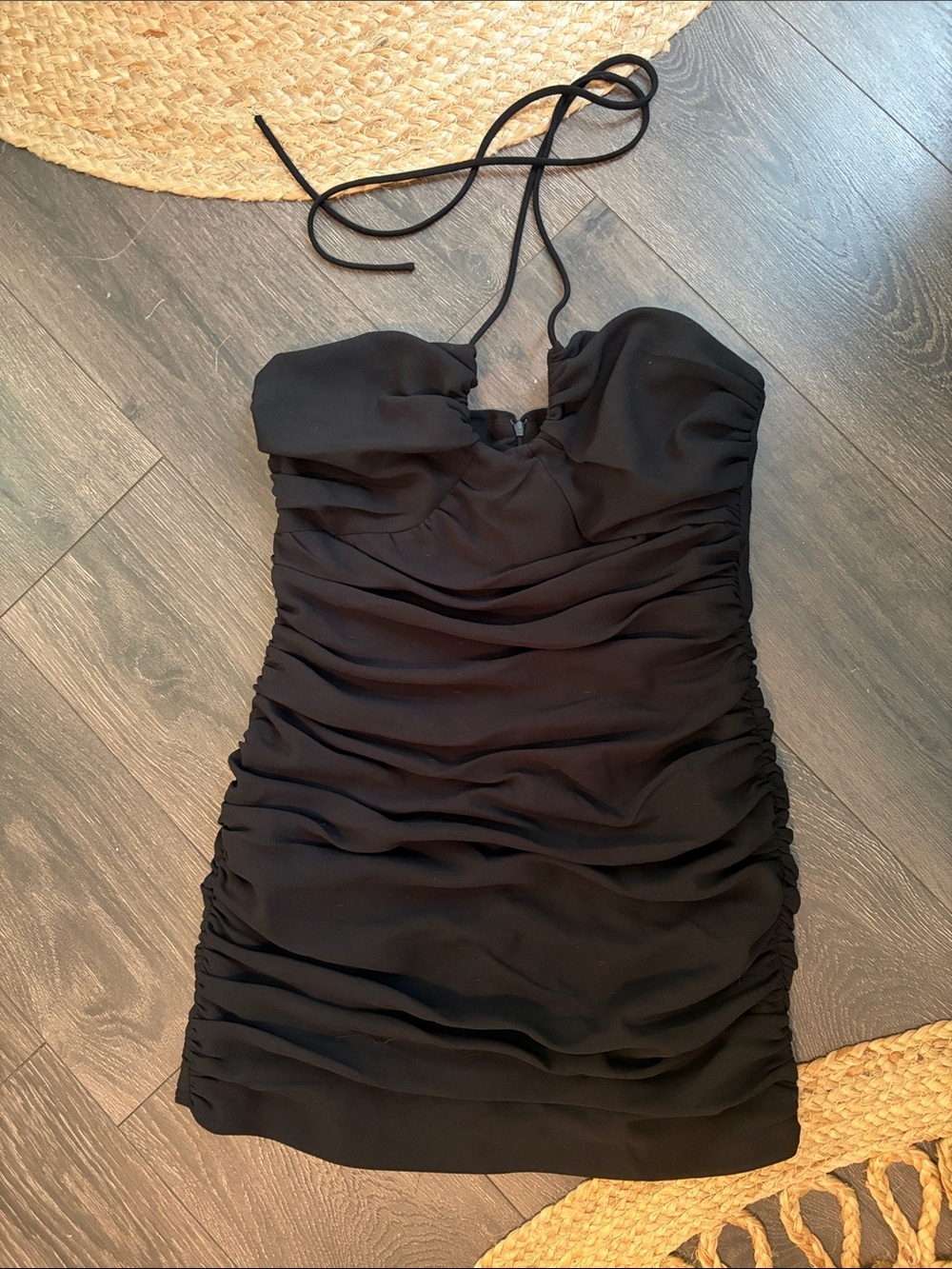 Zara Black Strapless Ruched Mini Dress